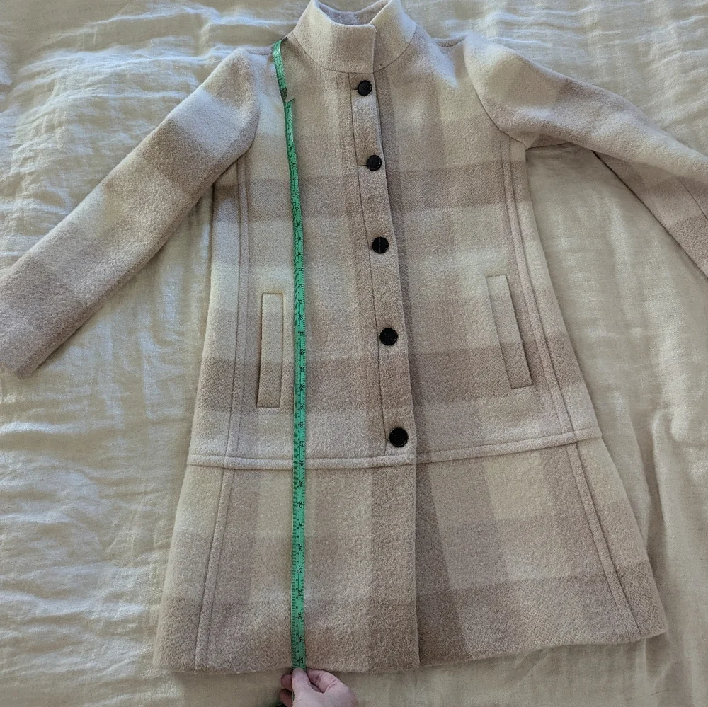 Club Monaco Shades of Beige Wool Checkered Long Coat Sz medium Neutral Pastels - Picture 13 of 16